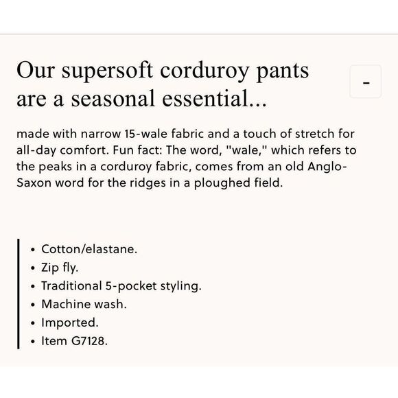 J.CREW Corduroy Pants Men 35 x 32 Slim Fit 484 NEW Straight Leg Stretch G7128 - Picture 14 of 14
